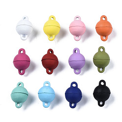 (52) Непрозрачная лаванда Магнитные застежки из сплава, окрашенные распылением, с петлями, без кадмия, без никеля и без свинца, круглые, разноцветные, 12x8x8 мм, отверстие : 1.4 мм