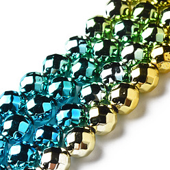 Mixed Color Electroplate Non-magnetic Synthetic Hematite Beads Strands, Faceted, Round, Mixed Color, 6mm, Hole: 0.7mm, about 64~65pcs/strand, 15.35 inch~15.55 inch(39~39.5cm)