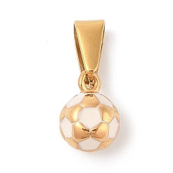 Белый 304 подвески из нержавеющей стали, с эмалью, футбольное очарование, золотые, белые, 10x8x8 мм, отверстие : 5x2.5 мм