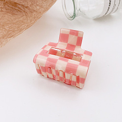 Pink Шотландка узор ацетат целлюлозы (смола) заколки-когти для волос, нескользящие челюстные зажимы для девочек и женщин, розовые, 45x50 мм