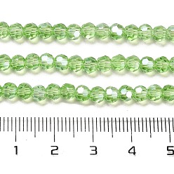 Светло-зеленый Прозрачные стеклянные бусины, 32 граней, с покрытием AB цвета, круглые, светло-зеленый, 4.5x4 мм, отверстие : 1 мм, около 94~95 шт / нитка, 13.98'' (35.5 см)