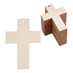 Цвет Древесины 40 большие деревянные подвески, крестик, деревесиные, 100x72x1.5 мм, отверстие : 3.5 мм