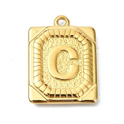 Letter C Ионное покрытие (ip) 304 подвески из нержавеющей стали, прямоугольник с подвеской в виде буквы, реальный 18 k позолоченный, буква С, 24.5x18x3 мм, отверстие : 1.8 мм