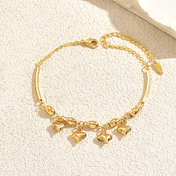 Сердце Женские браслеты на лодыжку с кисточками из богемской латуни, реальный 18 k позолоченный, сердце, 8-5/8 дюйм (220 мм)