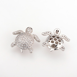 Платина Латунная микропрокладка кубических циркониевых кабошонов, черепаха, платина, 20x19x5.5 мм