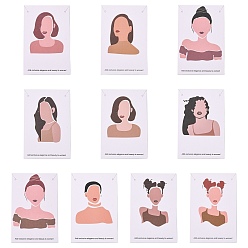 (52) Непрозрачная лаванда Картонных карт дисплей ювелирных изделий, для подвешивания сережек и ожерелий, прямоугольные, Женская модель, разноцветные, 9x6x0.05 см, отверстия: 0.2 cm