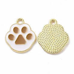 Темно-Золотистый Подвески из эмали и сплава, амулет с принтом кошачьей лапы, золотые, темные золотарник, 17.5x15x1 мм, отверстие : 1.8 мм