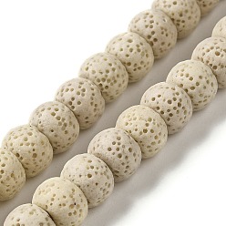 Кукурузный Шелк Нити бусин из натурального камня, окрашенные в лавовый камень, рондель, цвет колоса кукурузы, 10x7~7.5 мм, отверстие : 1.6 мм, около 55~56 шт / нитка, 16.14'' (41~41.5 см)