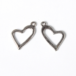 Antique Silver Valentines Gift Ideas for Her Tibetan Style Alloy Pendant, Heart, Cadmium Free & Lead Free, Antique Silver, 20x11x2mm, Hole: 2mm