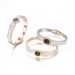 (52) Непрозрачная лаванда 304 браслеты из нержавеющей стали, с полимерной глины и смолы горный хрусталь, плоско-круглые, кристалл, разноцветные, 1-3/4 дюйм x 2-1/4 дюйм (4.6x5.7 см), 5~15 мм