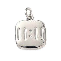 Платина Латунные подвески, квадрат с 11:11 шармом, стойки покрытие, долговечный, без свинца и без кадмия, платина, 15.5x13.5x2 мм