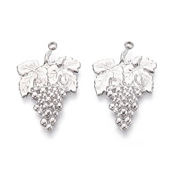 Нержавеющая Сталь Цвет 304 подвески из нержавеющей стали, виноградное очарование, анти-тускнение, цвет нержавеющей стали, 31x19.9x3.2 мм, отверстие : 1.8 мм