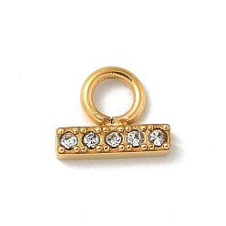 Кристалл Ионное покрытие (ip) 304 нержавеющая сталь с подвесками из стразов, реальный 14 k позолоченный, прямоугольный шарм, кристалл, 6x7x2 мм, отверстие : 2.5 мм