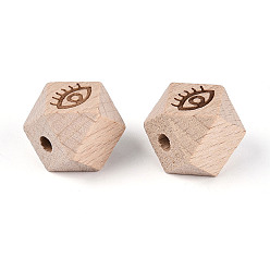 Папайя Оранжевый Бусины из букового дерева с лазерной гравировкой, звезды вырезать круглые бусы, глаз, papayawhip, 16x16x16 мм, отверстие : 3.8 мм