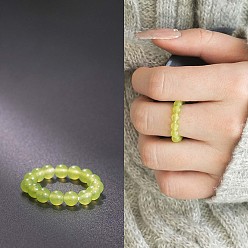 Другие Нефриты Эластичные кольца из натурального нефрита, круглые, бусины : 4 мм, внутренний диаметр: регулируемый