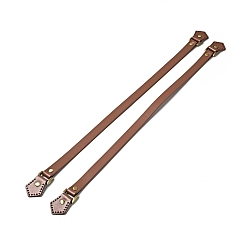 Saddle Brown Arrow End Cowhide Leather Sew On Bag Handles, with Alloy Findings, Bag Strap Replacement Accessories, Saddle Brown, 61x3.5x1.05cm, Hole: 1.6mm