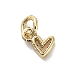 Сердце Золотые латунные подвески, с кольцами для прыжков, сердце, 6.5x7x2 мм