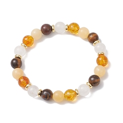 Смешанные камни Браслеты из натуральных и синтетических смешанных драгоценных камней, круглые бусины, эластичные для женщин, внутренний диаметр: 2~2-1/8 дюйм (5~5.3 см)