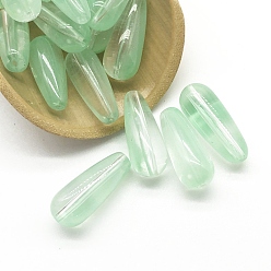 Hellgrün Glasperlen, Träne, hellgrün, 19~20x8 mm, Bohrung: 1.6~2 mm