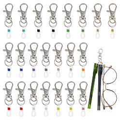 (52) Непрозрачная лаванда 24шт 12 цвета силиконовые ручки клип подвески украшения, с 304 разъемными кольцами из нержавеющей стали и поворотными карабинами из сплава, разноцветные, 64 мм, 2 шт / цвет