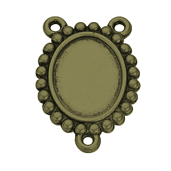 Antique Bronze Tibetan Style Alloy Cabochon Connector Settings, Chandelier Components Links, Cadmium Free & Lead Free, Oval, Antique Bronze, Tray: 15x11mm, 25x17.5x2mm, Hole: 1.5mm, about 350pcs/1000g
