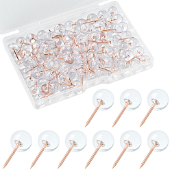 Rose Gold Round Plastic Drawing Pins, with Iron Pins, for Photos Wall, Maps, Bulletin Board or Corkboards, Rose Gold, 20x9mm, 100pcs/set