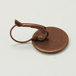 Red Copper Brass Leverback Earring Findings, Lead Free and Cadmium Free, Red Copper, 30x18mm, Tray: 16mm