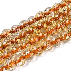 Шоколадный Хрустящие прозрачные стеклянные бусины нити, круглые, золотой фольгой, цвет шоколада, 8~8.5 мм, отверстие : 0.8~0.9 мм, около 103~105 шт / нитка, 30.51 дюйм (77.5~78.5 см)