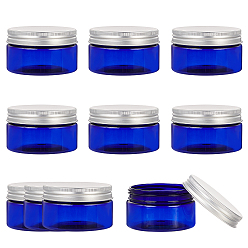 Синий Пластиковая банка многоразового использования для домашних животных, с алюминиевой винтовой крышкой и внутренней крышкой, пустые переносные косметические контейнеры, колонка, синие, 70x42 мм, емкость: 100 мл (3.38 жидких унций)