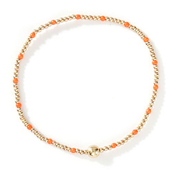 Оранжевый Браслеты из стеклянных бусин и бусин CCB, составные браслеты для женщин, оранжевые, 7-7/8 дюйм (20 см), внутренний диаметр: 6-1/2 дюйм (16.5 см)