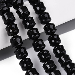 Black Onyx Натуральные бусины из черного оникса (окрашенные и нагретые), колонка, 9.5~10.5x9.5~10.5 мм, отверстие : 0.7~0.8 мм, около 38~40 шт / нитка, 15.35~15.94 дюйм (39~40.5 см)