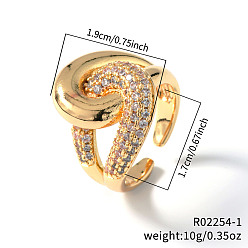 Золотой Элегантные латунные кольца с двойным кругом из кубических цирконий, идеальный подарок для нее, золотые, внутренний диаметр: 17 мм