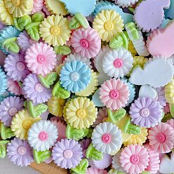 Цветок Непрозрачные кабошоны из смолы, разноцветные, маргаритка, 13x9.5x4.5 мм