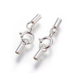 Серебро 925 стерлингового серебра застежками пружинного кольца, с мозг заканчивается, серебряные, 18 мм, Внутренний размер: 1.4 мм