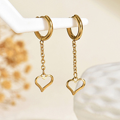 Сердце Серьги из 201 нержавеющей стали, реальный 18 k позолоченный, сердце, 45 мм