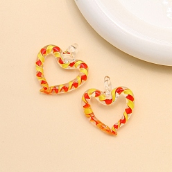 Red Handmade Lampwork Pendants, Heart, Red, 36x36mm