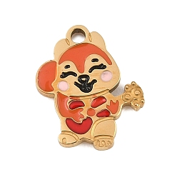 Squirrel 304 Stainless Steel Enamel Pendants, Golden, Squirrel Charms, 12x10x1.5mm, Hole: 1.2mm