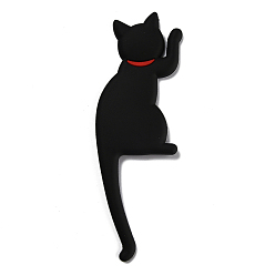 Черный Симпатичные многофункциональные акриловые магнитные наклейки на холодильник в форме кошки, магниты на холодильник, подвесной крючок, чёрные, 138x43.5x6.4 мм