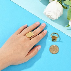 Золотой Прямоугольные латунные регулируемые кольца, Настройки колодки кольцо, долговечный, стойки покрытие, золотые, лоток : 19.5x12 мм, 21x14 мм, внутренний диаметр: 18 мм