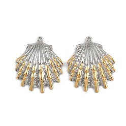 Позолоченный и Цвет Нержавейки 304 подвески из нержавеющей стали, ионное покрытие (ip), шарм в форме ракушки, настоящее золото и нержавеющая сталь, 33x27.5x5.5 мм, отверстие : 1.6 мм