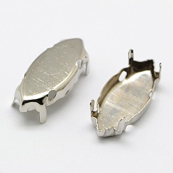 Платина Латунь пришить настройки зубца, настройки когтей для остроконечных страз, лошадиный глаз , платина, 15x4x0.23 мм, соответствовать ФОТ 4x15мм лошадь глаз горный хрусталь кабошон