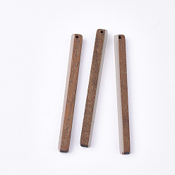 WhiteSmoke Resin & Walnut Wood Big Pendants, Rectangle/Bar, WhiteSmoke, 71.5x6x4mm, Hole: 1.2mm
