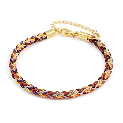 Разноцветный 4браслеты из плетеного нейлонового шнура толщиной ⅛ дюйма, с латунными выводами и 304 застежками из лобстера из нержавеющей стали, долговечный, золотые, красочный, 7-3/4 дюйм (19.7 см)