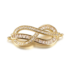 Golden Brass Micro Pave Cubic Zirconia Links, Infinity, Golden, 13x33x2mm, Hole: 1.5mm