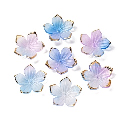 Лиловый Прозрачные колпачки акриловая бисера, с золотым краем, цветок, сирень, 23.5x1.5 мм, отверстие : 1.5 мм, Около 962 шт / 500 г