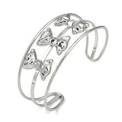 Нержавеющая Сталь Цвет Не тускнеет 304 браслеты-манжеты из нержавеющей стали с широкими полыми бантами, цвет нержавеющей стали, 2-1/2~2-3/4 дюйм (6.5~6.9 см) x 1-7/8 дюйм (4.7 см)