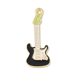 Guitar Панданы из сплава эмали, золотые, гитар, 31x12x1 мм, отверстие : 1.8 мм