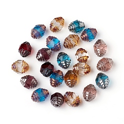 Mixed Color Retro Czech Glass Beads, Antique Bronze & Antique Silver Plated, Faceted, Cathedral Beads, Oval, Mixed Color, 10x8mm, Hole: 1mm, about 120pcs/bag