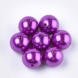 Dark Violet ABS Plastic Imitation Pearl Round Beads, Dark Violet, 12mm, Hole: 2mm, about 550pcs/500g