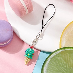 Темно-бирюзовый Подвеска в виде мороженого из стеклянных бусин, с нейлоновым тросом и сплавов Lobster Claw застежками, темные бирюзовый, 100 мм